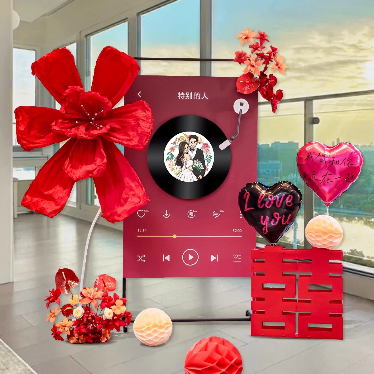 订婚结婚日历迎宾牌kt板唱片机