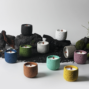 北欧ins风多彩水泥盆室内小盆栽无孔花盆蜡烛香薰杯两用