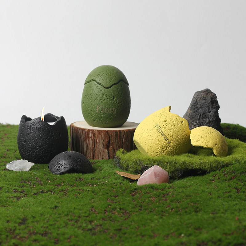 网红ins风蛋壳水泥盆栽室内仙人掌迷你无孔花盆蜡烛香薰杯两用