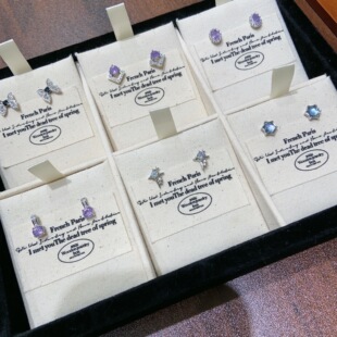 末泽 法式复古天然水晶彩宝耳钉女小众设计感高级轻奢气质耳饰3