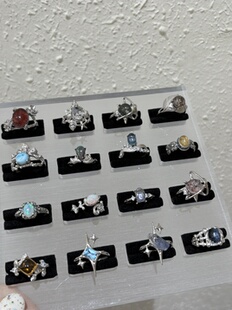 2.8更新纯银天然水晶彩宝S925纯银戒指小众精致款氛围感活口调节