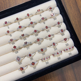 末泽［石榴石合集］小众轻奢水晶戒指天然精致复古饰品喜庆礼物女