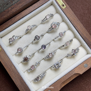 末泽［超七戒指合集］天然水晶精致小众轻奢时尚指环活口可调饰品