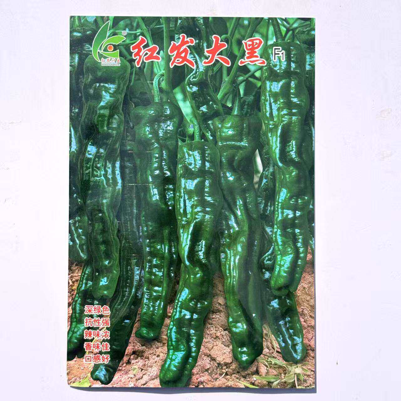 红发大黑薄皮皱皮辣椒种子质脆味辣皮黑绿色早熟羊角型皱皮椒种子