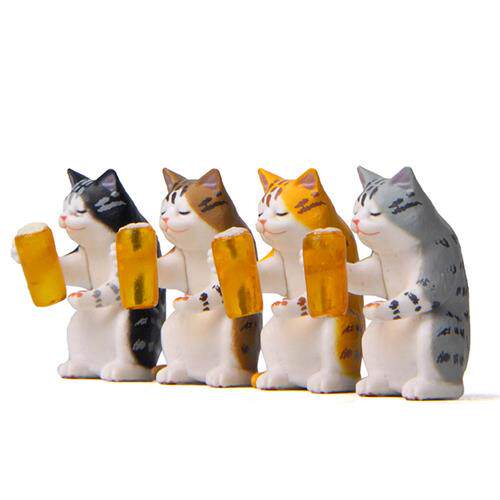 自愈系温暖系啤酒猫醉酒小虎猫手办韩版创意烘培园艺造景公仔.
