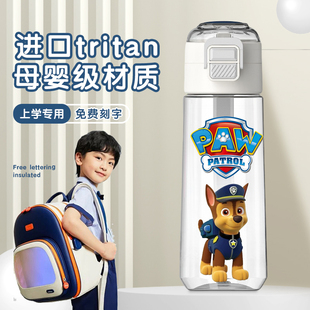 汪汪队儿童水杯男孩上学专用tritan塑料杯子防摔便携耐高温吸管杯