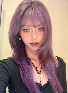 假发女长直发高层次网红女团JK紫色COS自然甜美lolita全头套
