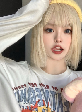 金色空气刘海自然假发女短发