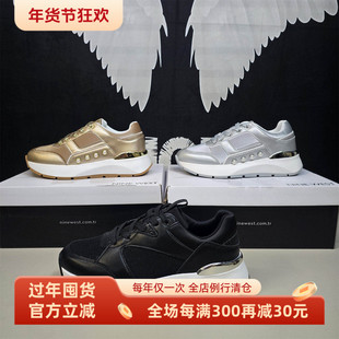 断码清NW九 女子秋季超轻运动休闲鞋复古时尚防滑金色透气时装鞋