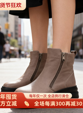 俄罗斯24pfm 女子冬季头层软牛皮羊绒切尔西时装靴保暖百搭工装鞋