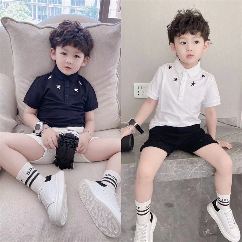 男童polo衫儿童短袖t恤男宝宝五星白色新款夏季男孩小学生上衣潮