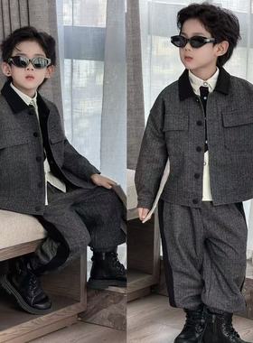 男童新款休闲西装套装小绅士儿童加厚两件套中大童洋气时髦年款