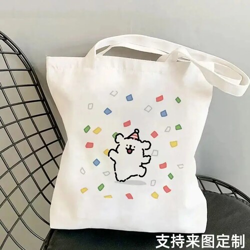可爱简约款帆布包maltese小狗学生手提袋大容量外出单肩包高颜值