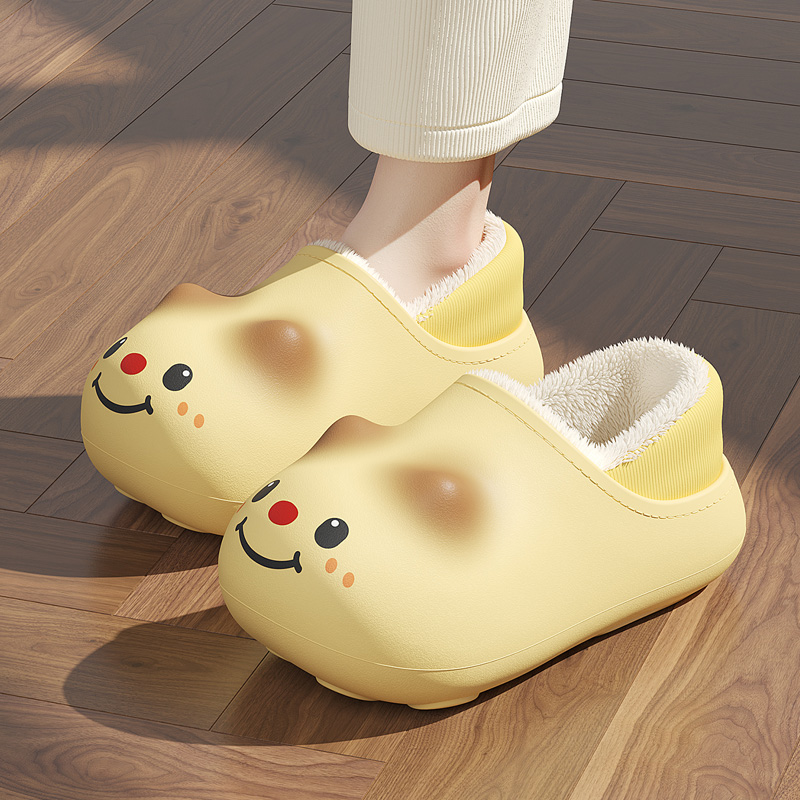 可爱猫咪棉拖鞋女冬季加绒防水包跟棉鞋防滑厚底亲子儿童棉拖鞋女