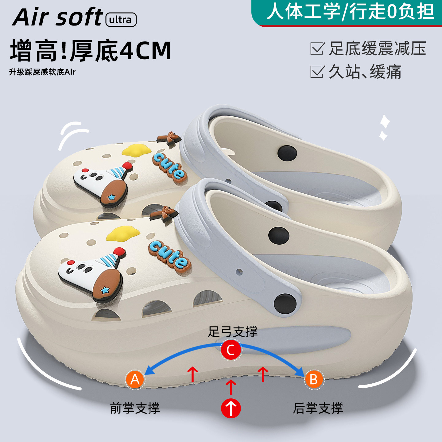 洞洞鞋女款夏季外穿2026新款厚底足弓支撑eva防滑防臭凉拖鞋女士