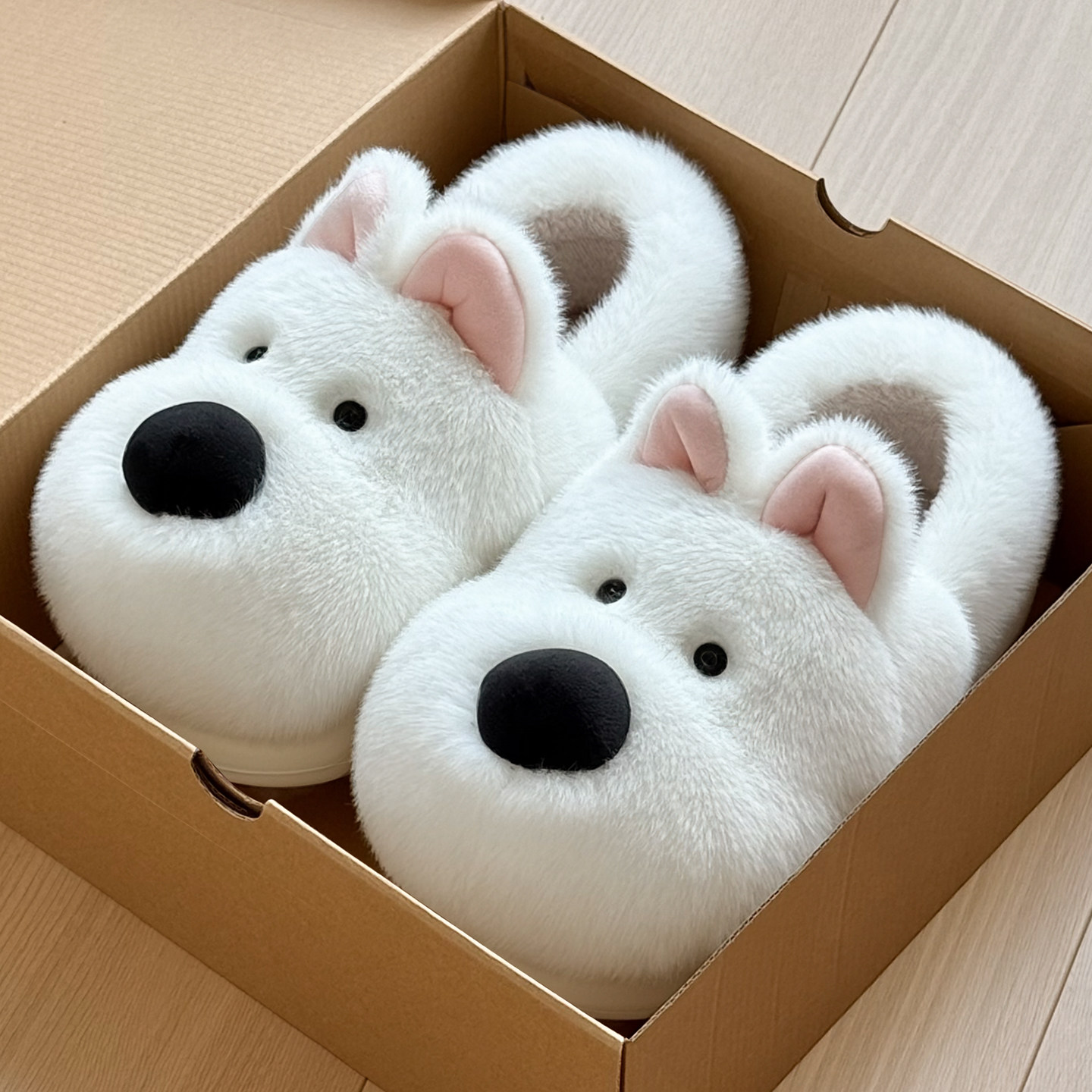 西高地毛毛绒棉拖鞋女款冬季包跟