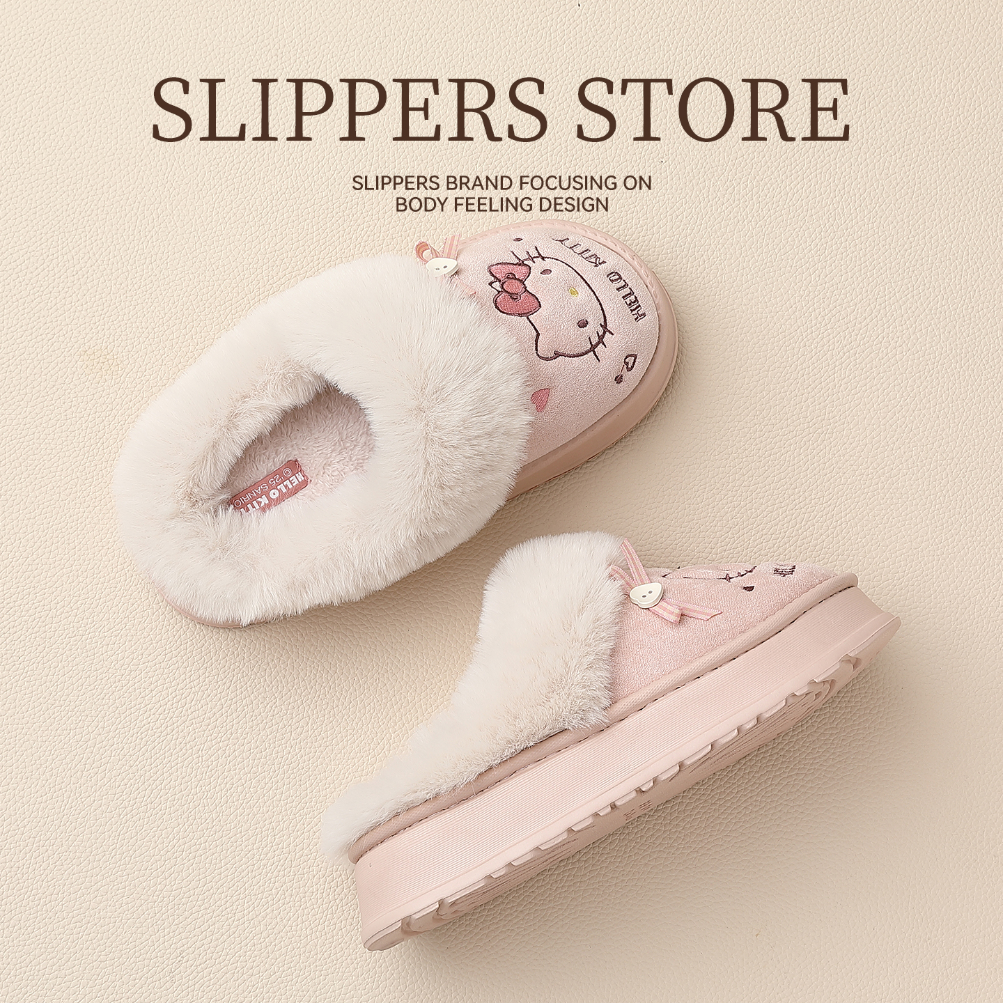 HelloKitty猫棉拖鞋女三丽鸥联名