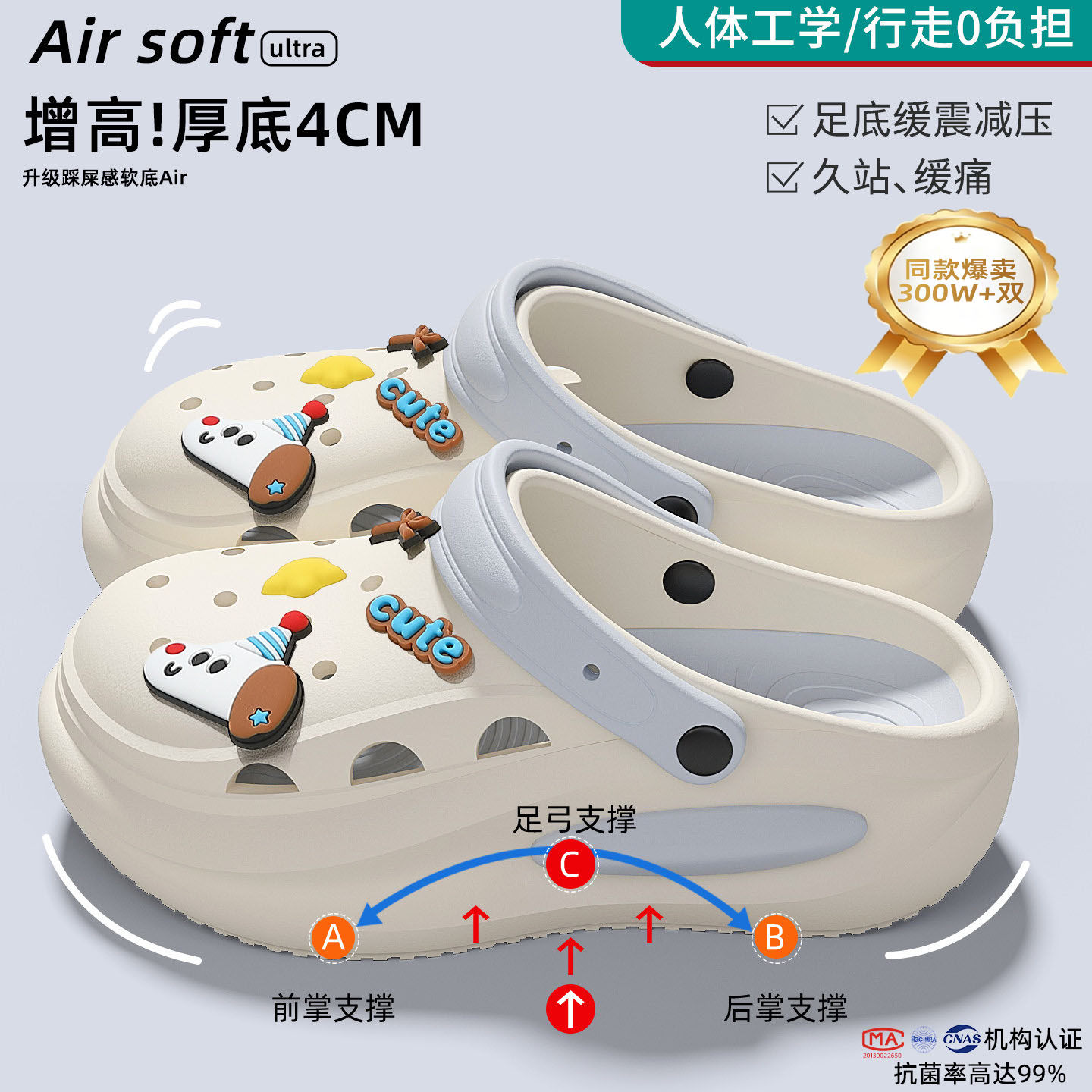 洞洞鞋女款夏季外穿2026新款厚底足弓支撑eva防滑防臭凉拖鞋女士