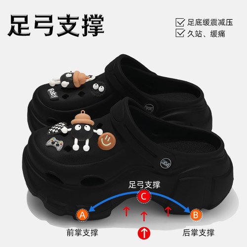 黑煤球夏天增高可爱搞怪洞洞鞋女