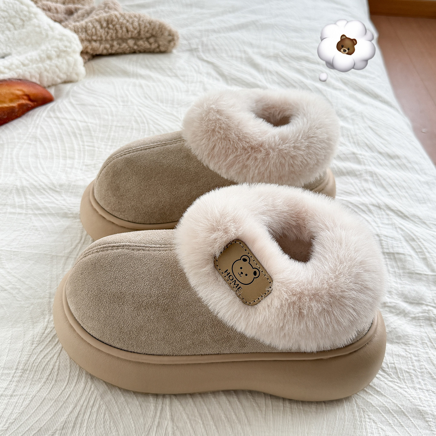 厚底棉鞋女款冬季2026新款外穿包跟毛毛棉拖鞋保暖加绒加厚雪地靴