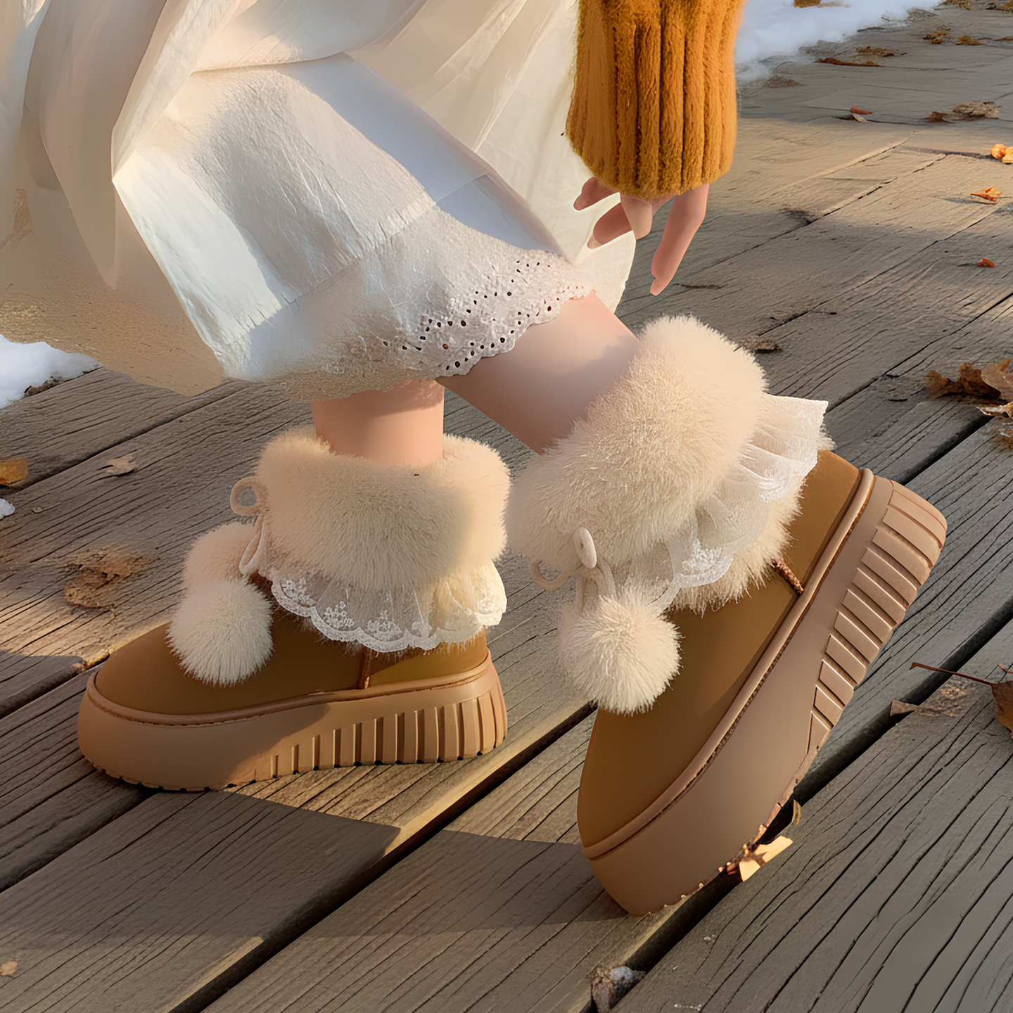 费尔岛毛毛绒棉鞋女款2025新款