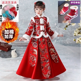 中国风童装 加厚 汉服女童拜年服新年服棉袄儿童冬装 国风小棉袄童装