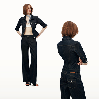 OraSolis“Noble”定制丝光原牛套装90s高智感通勤修身中袖直筒裤