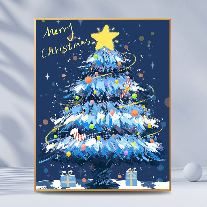 圣诞树|数字油画diy手工填色填充画画涂色礼物高级感油彩装饰画