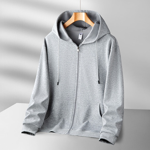 2025秋冬季胖子开衫卫衣男装宽松加肥加大码帽衫加绒加厚拉链外套