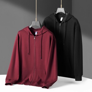 胖子开衫卫衣男装2025秋冬季宽松加肥加大码帽衫加绒加厚拉链外套
