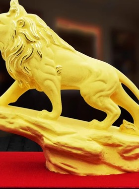 狮子绒沙金摆件狮子会产品礼品家居摆件乔迁店庆礼品摆件