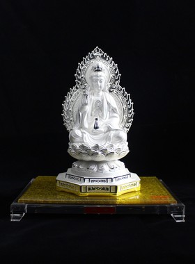 纯银观音摆件 客厅办公室 足银菩萨 佛堂桌面摆设 送礼家居收藏品