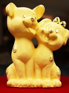 绒沙金十二生肖狗工艺品摆件万事如意卡通狗促销摆饰新年产品