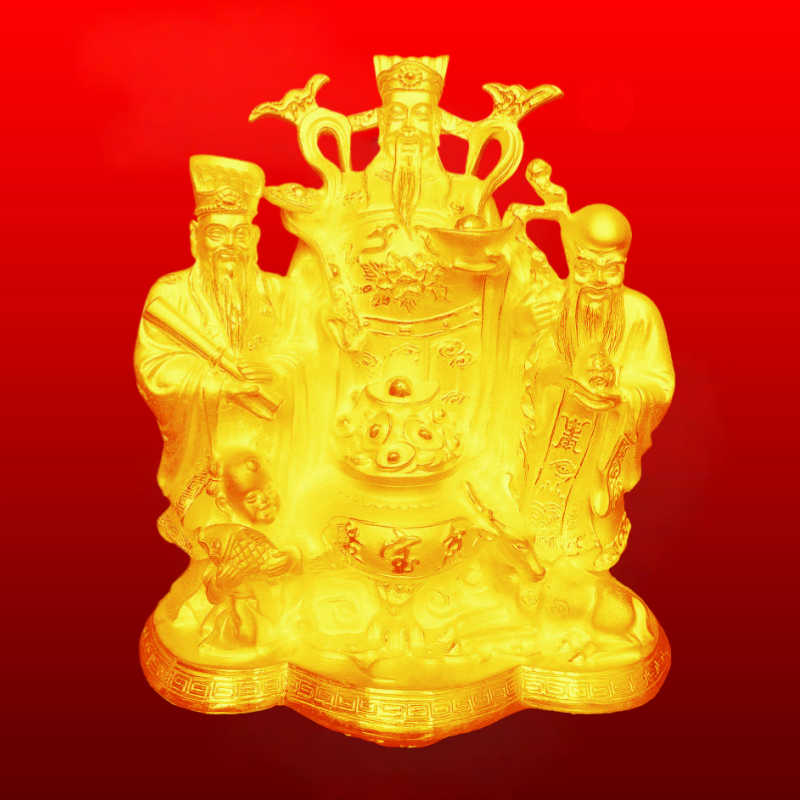 三星拱照福星 禄星 寿星 福禄寿千足银金银摆件纯银结婚礼品 贺寿