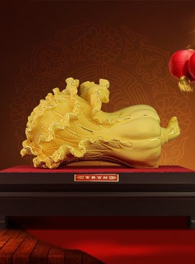 金银礼品白菜摆件 绒沙金纯金保险银行金属工艺品招财 富贵百财