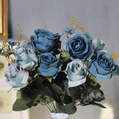烤边轻奢欧式 饰绢花 复古仿真油画玫瑰多头玫瑰假花客厅桌面摆件装