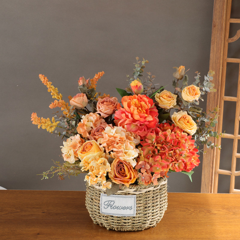 采购产品成品花篮花艺，高端模拟花束，客厅假花饰，电视柜，餐桌