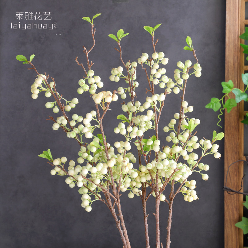 白色浆果 野果枝仿真花客厅装饰花束餐桌摆放花艺摆件婚庆