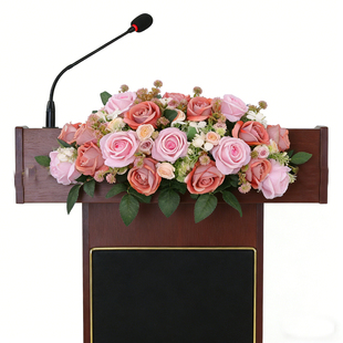 高档会议讲台花桌花签到装饰台仿真花假花酒店宴会演讲主席台花艺