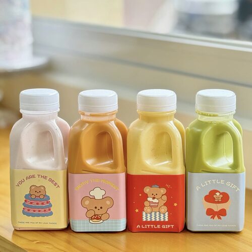 泰式350ml牛奶瓶mini奶茶桶 耐高温饮料果汁酸奶杨枝甘露塑料瓶