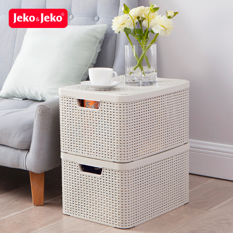 jeko桌面大号零食玩具藤编收纳筐