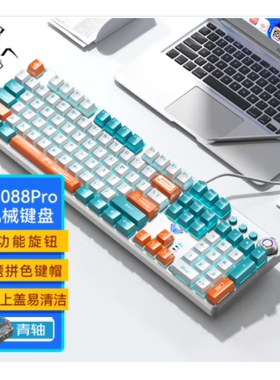 狼蛛（AULA）F2088PRO机械键盘 电脑有线键盘 游戏键盘 104键拼色
