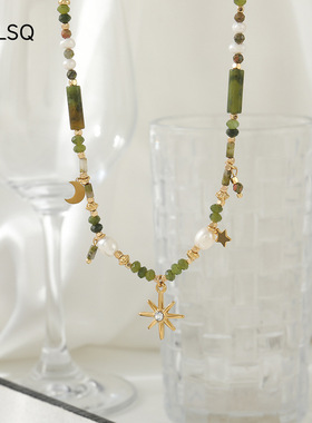 英国cherry kitty复古花绿石多巴胺手工串珠项链女夏季高级