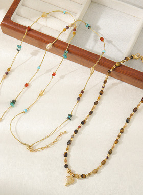 英国cherry kitty新中式国风高级虎眼精致项链复古石锁骨链简约