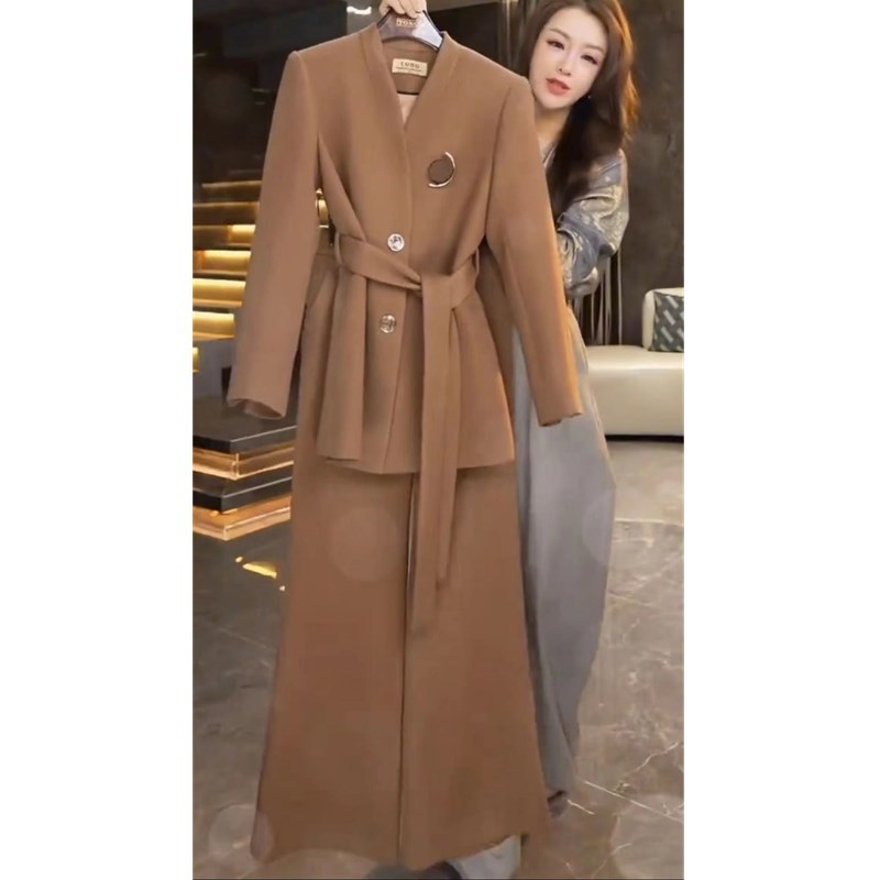 英国cherry kitty早春新款时尚西服套装洋气外套高腰阔腿裤女装