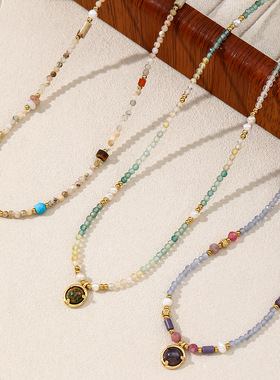 英国Cherry Kitty清凉一夏~波西米亚甜美彩色石头串珠项链浪漫