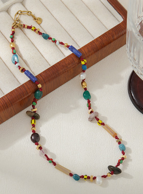 英国cherry kitty欧美复古风高级寿山石淡水珍珠项链简约百搭