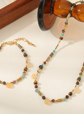 英国cherry kitty雅丹风原创设计新中式图画石项链进口捷克珠米