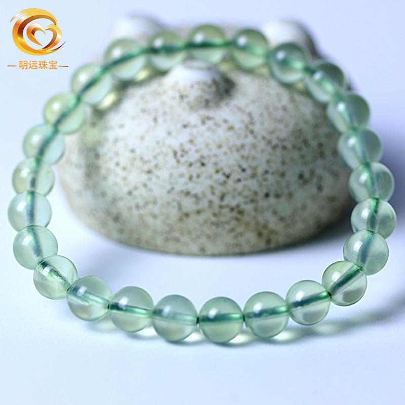 天然葡萄石手链翠绿圆珠葡萄石手串明远珠宝可塘颜色
