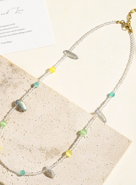 英国cherry kitty原创清透柠檬多巴胺项链水晶设计简约时尚猫眼